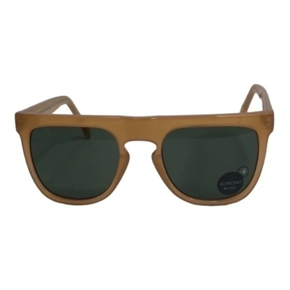 KOMONO Bennet Amber Sunglasses Flat Brow Wayfarer Chunky Frame UV400 NEW